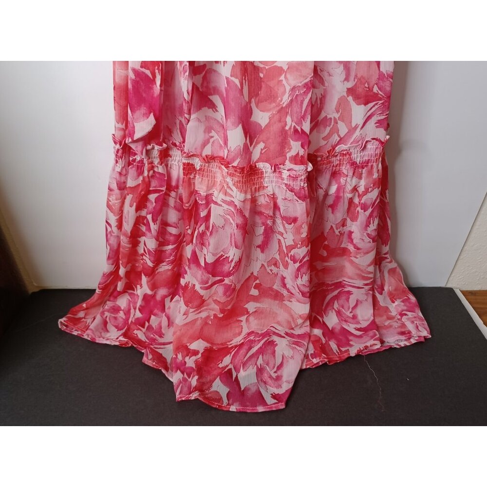 CALVIN KLEIN Womens White Lined Tie Belt Floral Sleeveless Dress Size 8 $149 - Picture 2 of 9